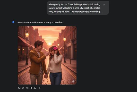 A boy gently tucks a flower