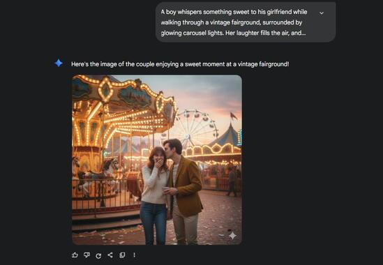 A boy whispers something sweet to his girlfriend