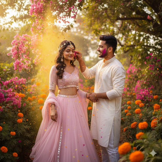 Couple Holi ai Photo Editing Prompt Online