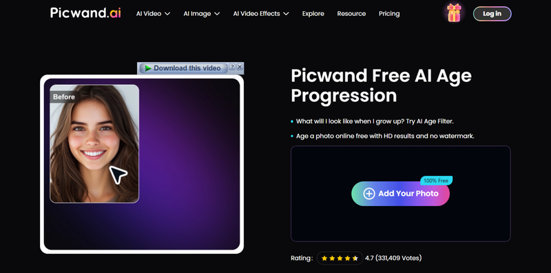 Picwand Ai Age Filter Homepage Single Portrait Tool Interface