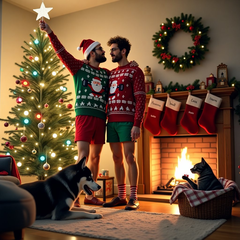 ai christmas handsome 2 men