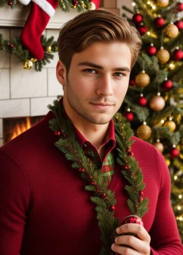 ai christmas handsome man
