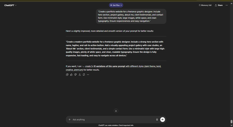 Ai Prompt for Expert Web Design