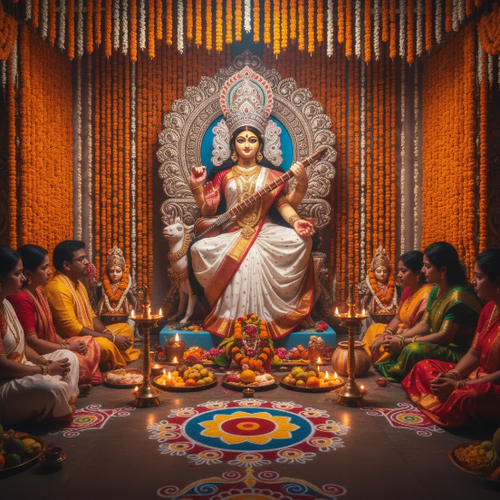 Bengali Saraswati Puja Celebration