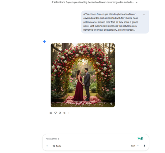 Erstellung von Gemini Valentinstag Pärchenfotos