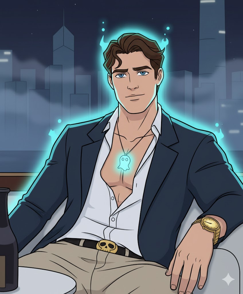 a Danny Phantom–style cartoon character of a man