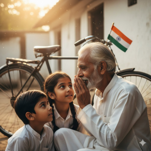 the elder tell the history of Republic Day to children