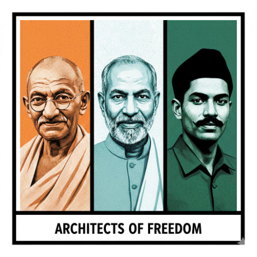 portrait of three India freedom fighters