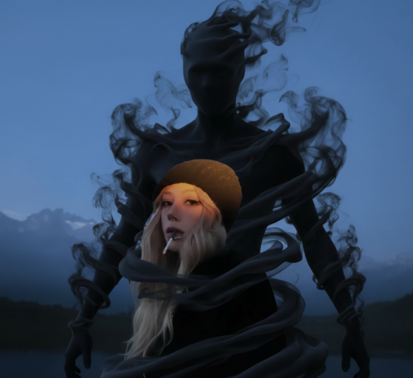 demon behind me ai photo