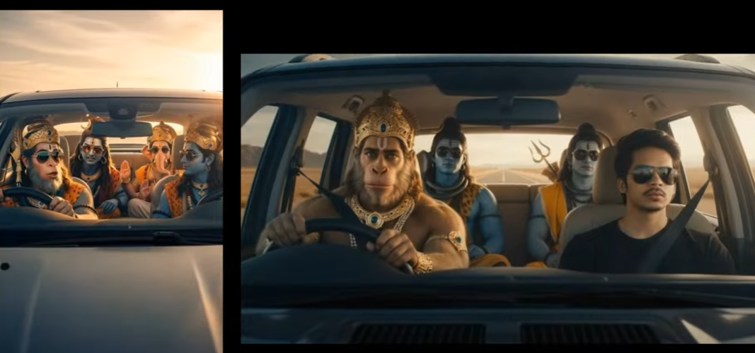 Generate God Driving Car Ai Video Editing on Gemini