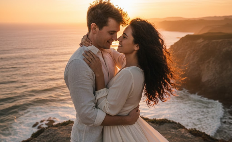 Romantic Cliff Sunset Grok