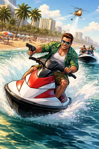 Gta Style Jet Ski Beach Chase Ai Photo