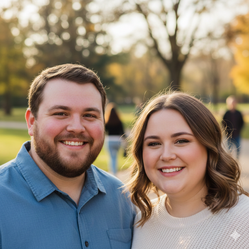 A Round Face Shape Man and a Round Face Shape Woman