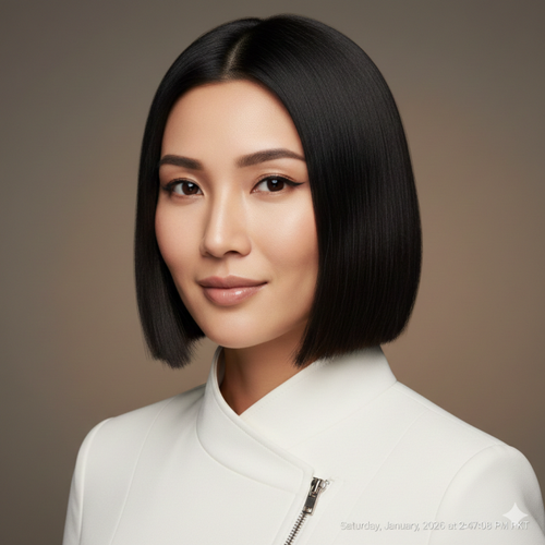 Chin Length Blunt Bob for Women with Oval Face