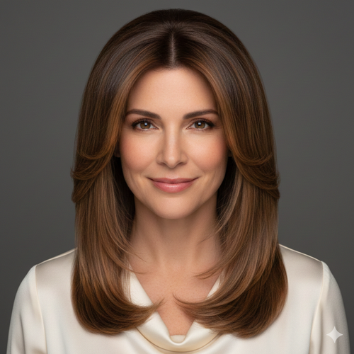 Long Layered Blowout Hairstyle for Oval Face Women