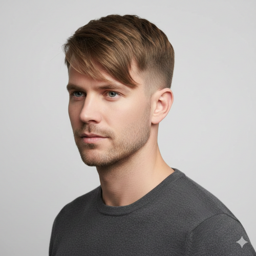 Men's Side Part Fringe Haircut for Heart Face Shape