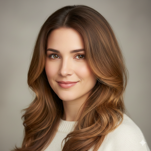 Long Layered Hair with Deep Side Part Heart Face Women