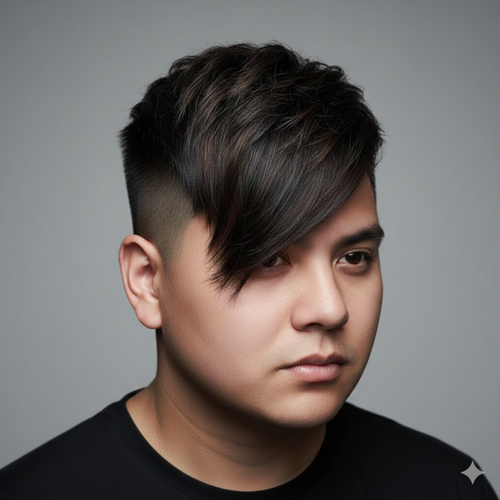 Angular Fringe with Undercut for Men with Round Face