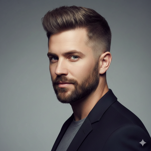Men's Textured Quiff with Crown Volume for Triangle Face