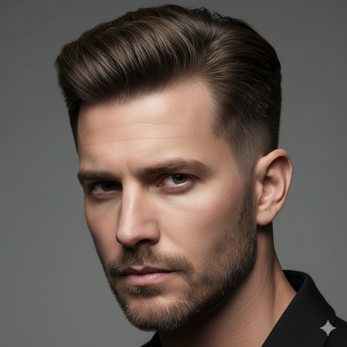 Pompadour Haircut for Men with Diamond Face