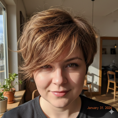 Textured Pixie Cut for Women with Round Face