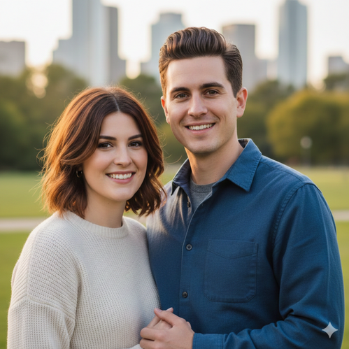 A Square Face Shape Man and a Square Face Shape Woman