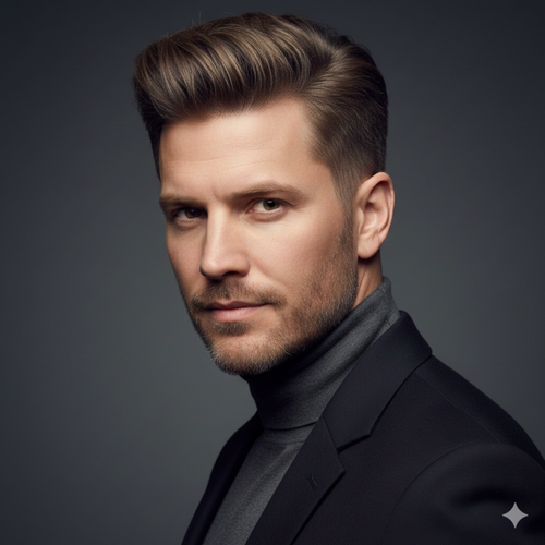 Men's Textured Pompadour Haircut for Square Face