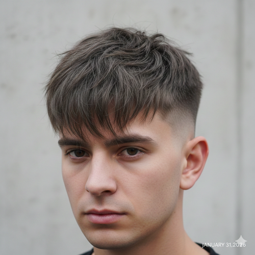 Messy Fringe with Undercut for Men with Square Face