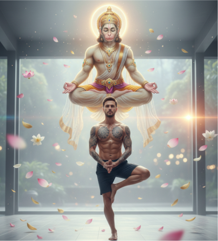 Hanuman with lotus ornament