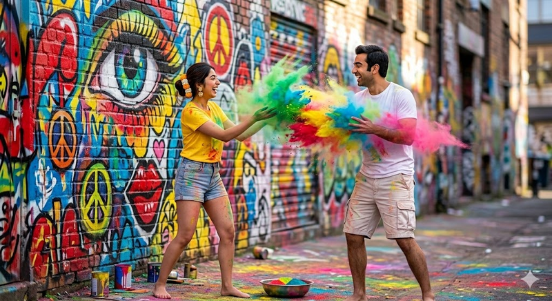 Holi Couple Ai Prompt