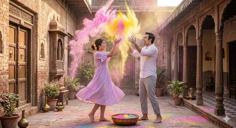 Holi Couple Ai Prompt