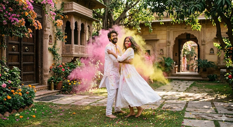 Holi Couple Ai Prompt