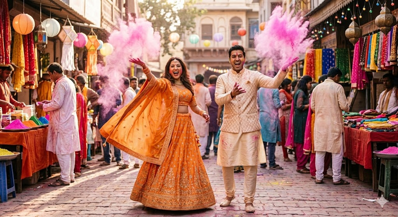 Holi Couple Ai Prompt