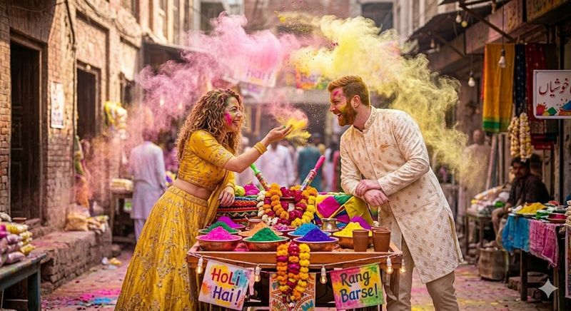 Holi Couple Ai Prompt
