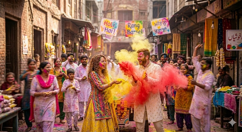 Holi Couple Ai Prompt