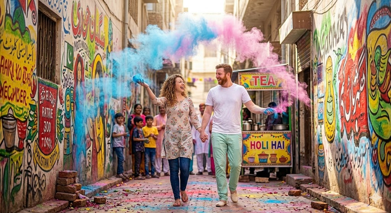 Holi Couple Ai Prompt