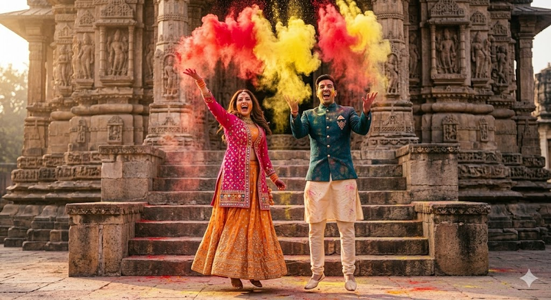 Holi Couple Ai Prompt