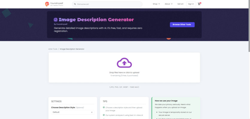 FoundMyself Image Description Generator