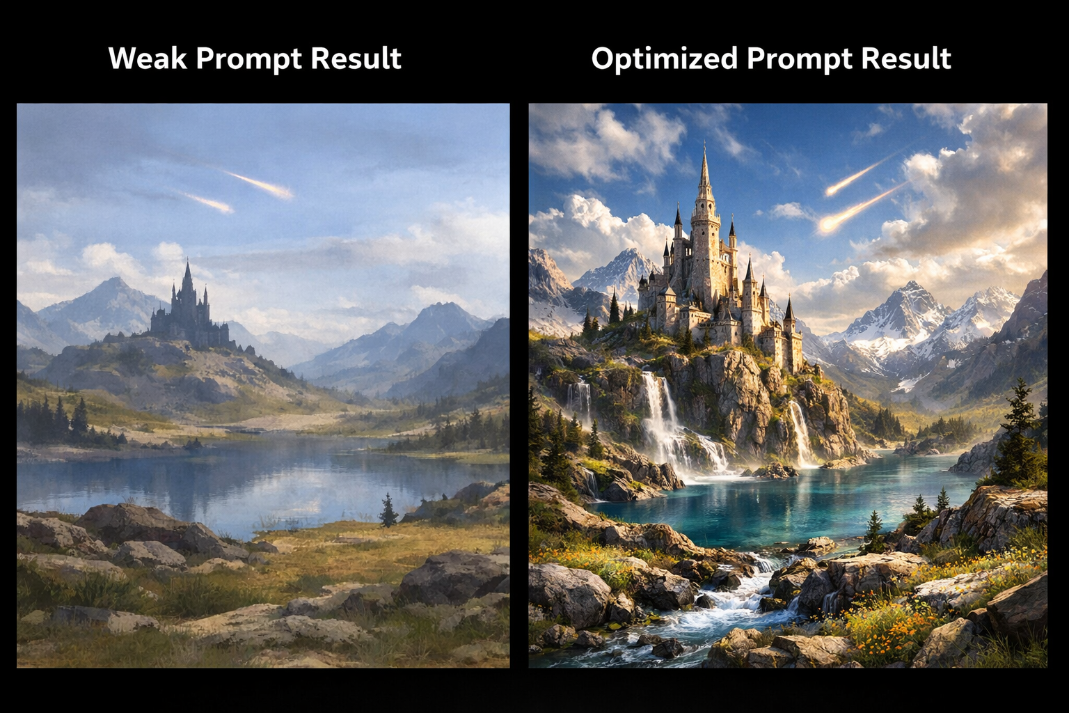 weak and optimized kling ai prompt results comparision