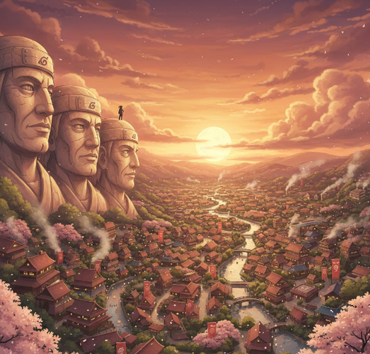 Konoha Village Sunset from Hokage Mountain