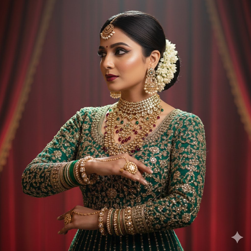 Golden Bridal Jewelry Close-Up Focus Shot