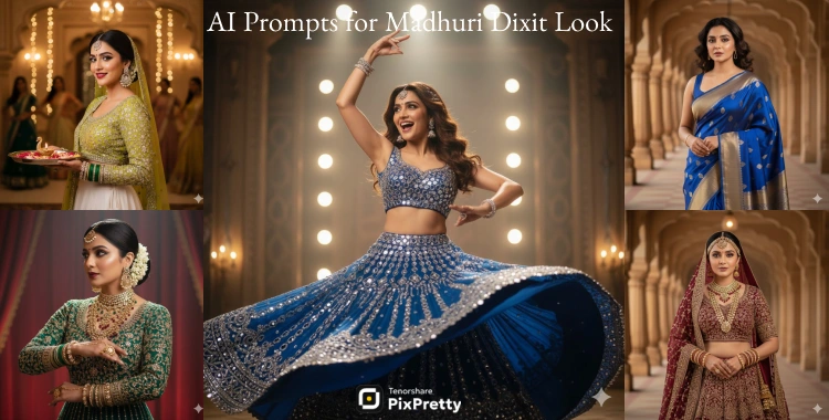 ai prompts for madhuri dixit look