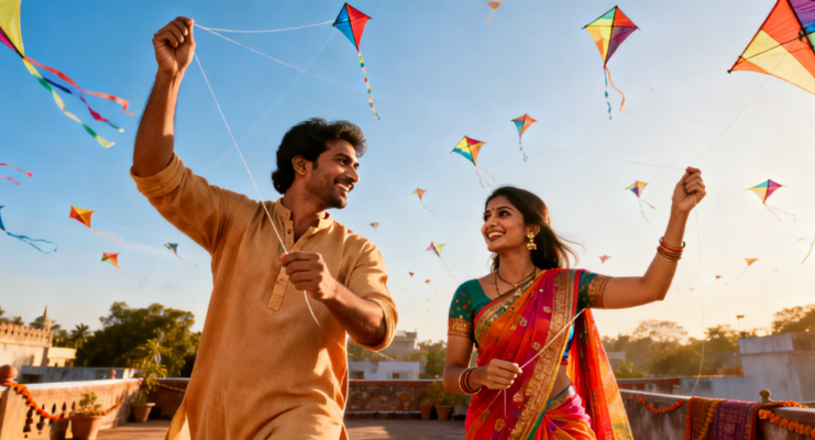 Rooftop Kite Flying Couple Prompts