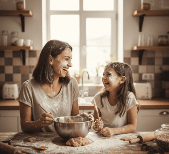 Mother Daughter Baking Kitchen