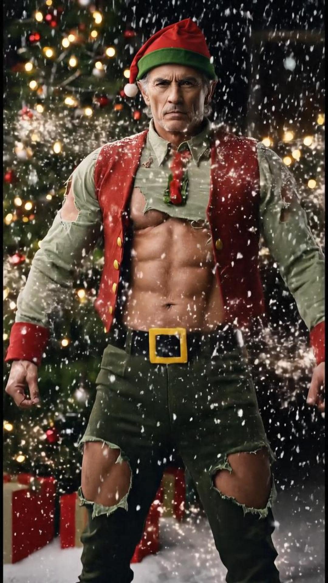 muscular santa christmas man