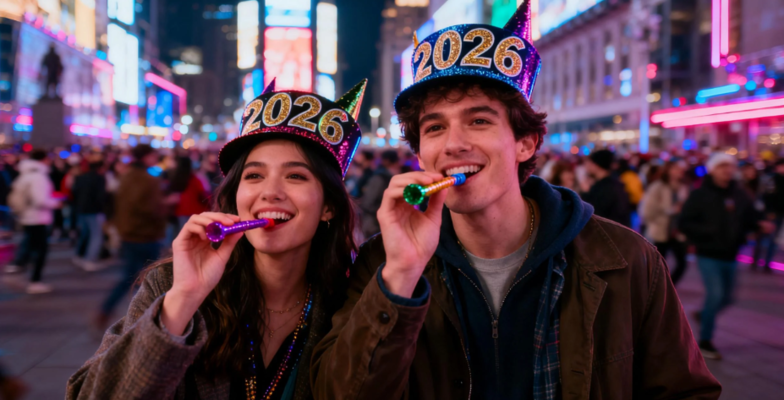 New Year Couple Fireworks Penthouse