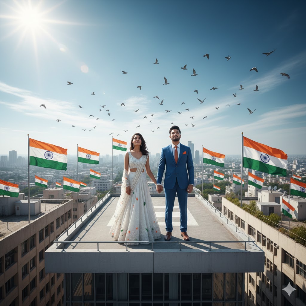 a rooftop couple portrait