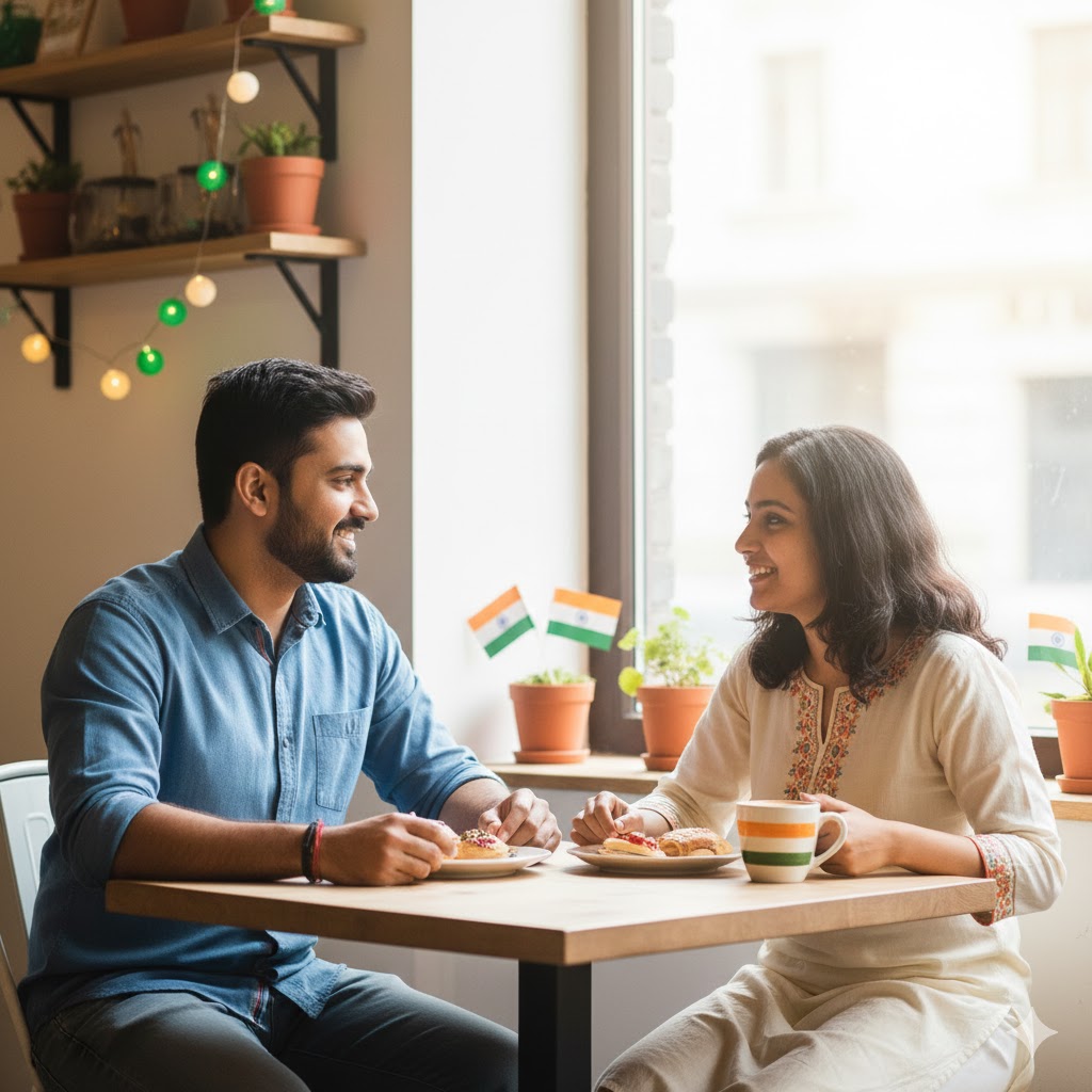 couple in a modern café in Republic Day