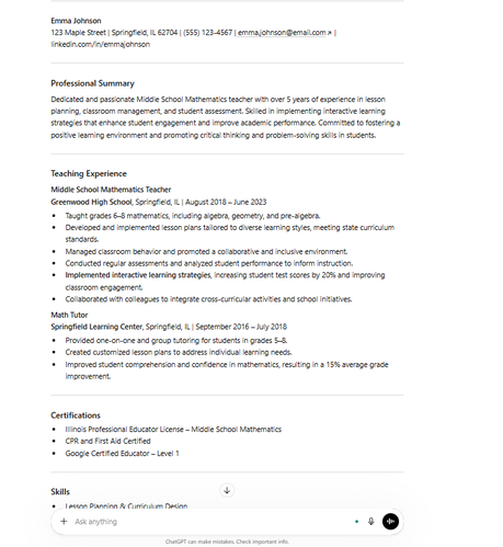 Resume Prompts for Ai