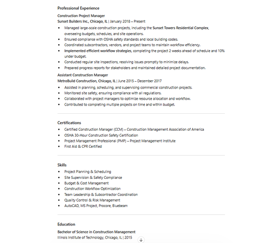 Resume Prompts for Ai